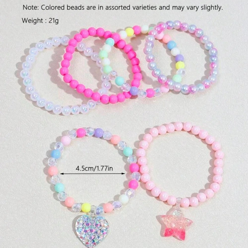 💖⚪️🟣⚪️ COLORFUL KIDS BEADED 6 BRACELET SET❗️⚪️🟣⚪️💖